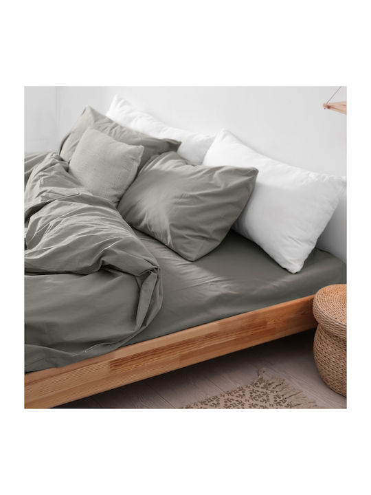 Darymex Double Flannel Bed Sheet With Rubber Hugger 140x200cm Grey