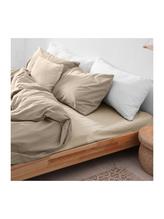 Darymex Чаршаф King Size Фланела с Еластична Лента 200x220см Бежов Цвят