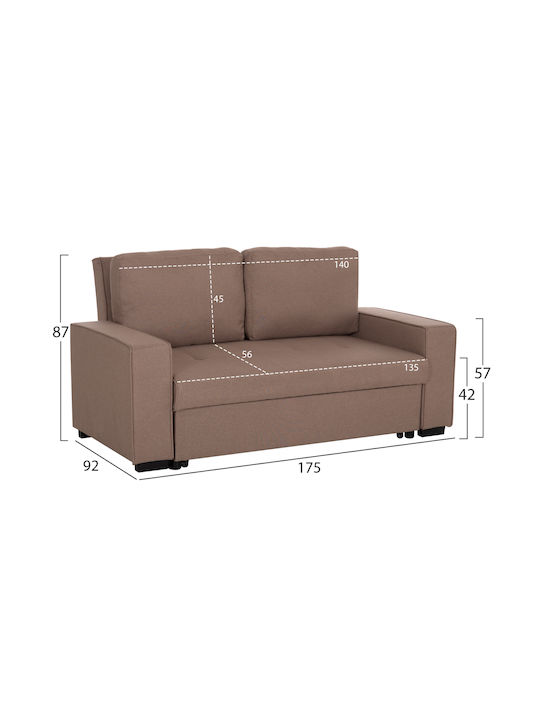 Kanna Two Seater Sofa Bed Beige 175x92x87cm