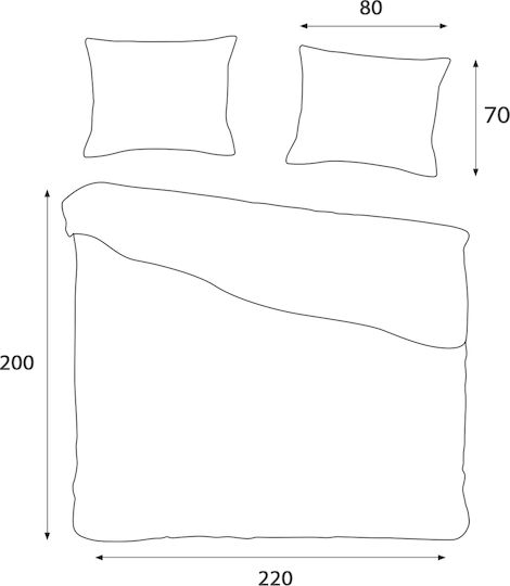 Darymex Σετ Παπλωματοθήκη Βαμβακερή 220x200cm Υπέρδιπλη με 2 Μαξιλαροθήκες Μπεζ