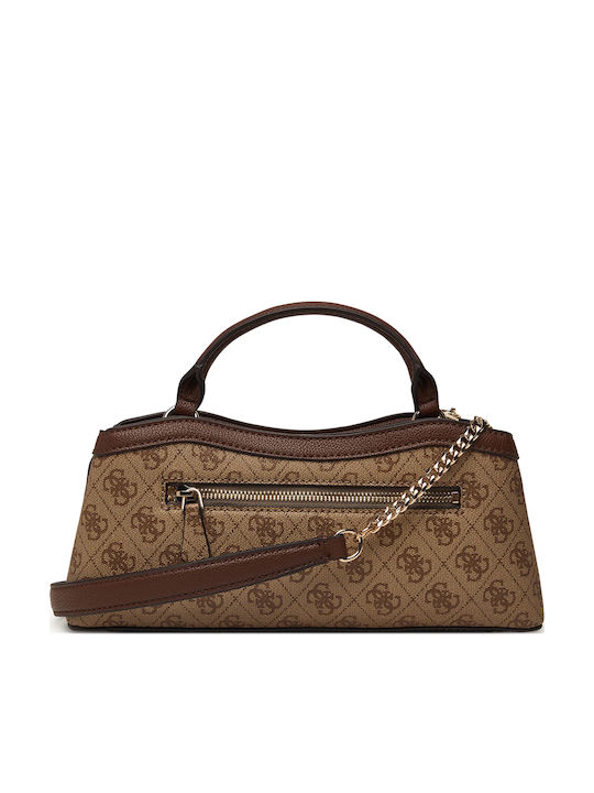 Guess Lindsey Satchel Women's Shoulder Bag Brown HWSG9749050-Latte-Logo