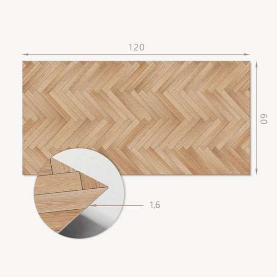 PVC Panel Sticker Pattern Ideal For Hallway Floor Design Herringbone 120x60 cm