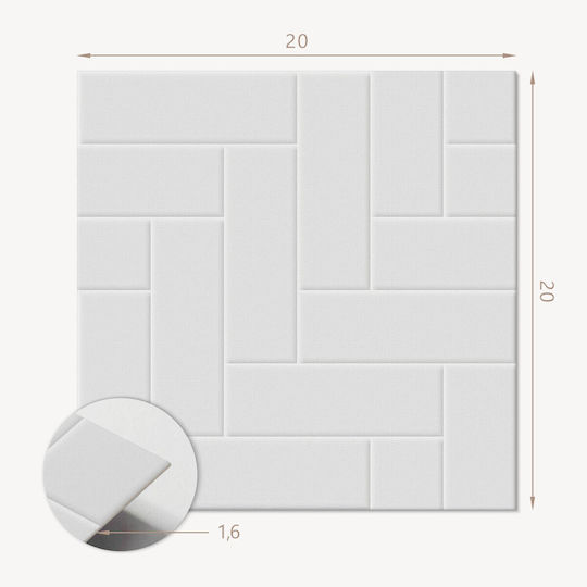 Set of Vinyl Tile Stickers Brick Herringbone Design 20x20x20 Pieces