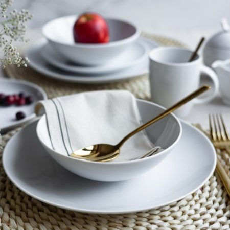 Emfasi Boss Bowl White Porcelain Dinnerware Set 40pcs