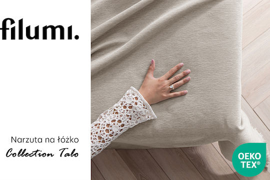 Filumi Double Coverlet Made of Beige Polyester 230x260cm