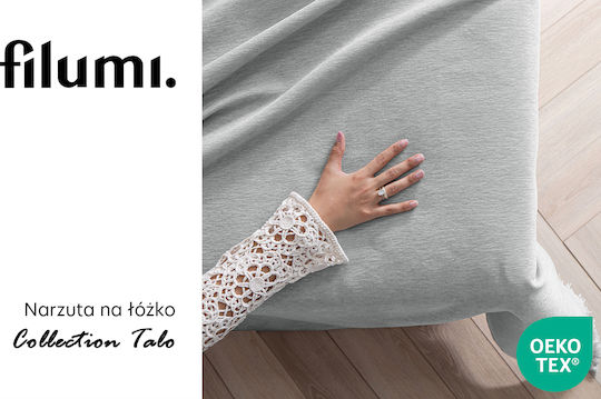 Filumi Κουβερλί Ημίδιπλο από Πολυεστέρα Ανοιχτο Γκρι 180x280cm