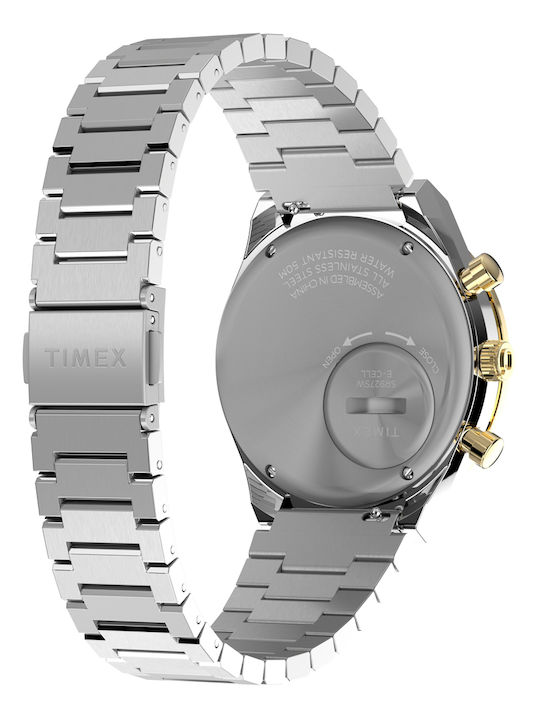 Timex Мъжки Часовник 42mm На Батерия с Сребриста Метална Гривна