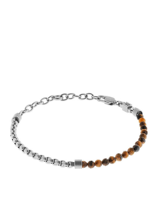 Steel & Barnett Men's Chain Bracelet with Eye Design Made of Leather