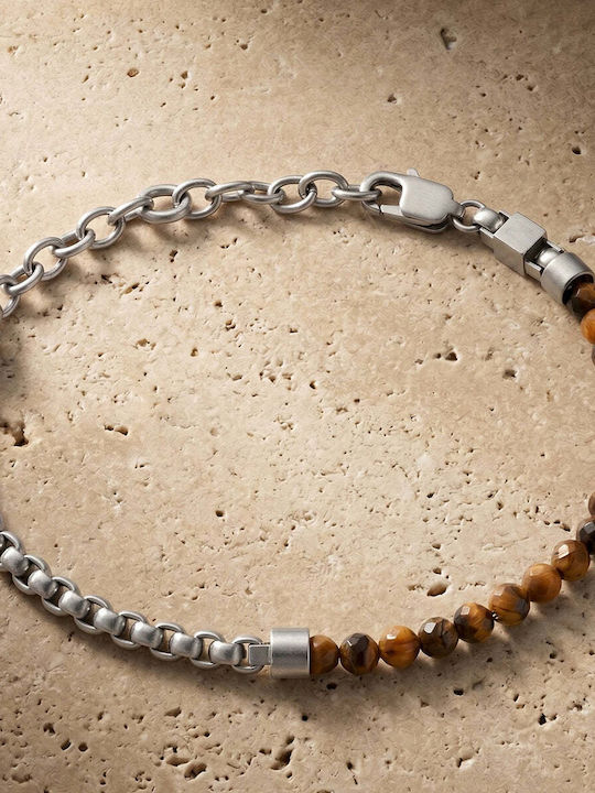 Steel & Barnett Men's Chain Bracelet with Eye Design Made of Leather