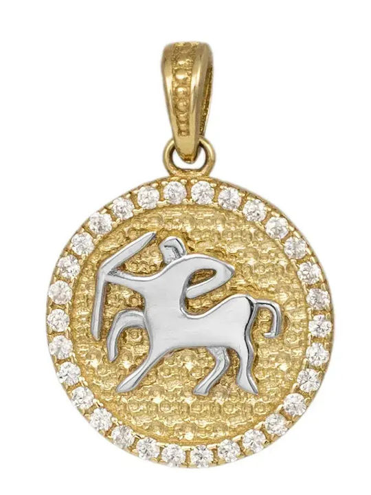 Charm Зодиакален знак Стрелец от Бяло злато 9К с Зиркон