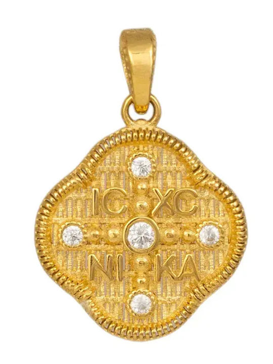 Kids Charm Pendant Double Sided Constantine Coin from 9K Gold 056008