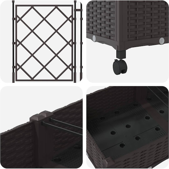 vidaXL Set of 3 Brown Plastic Flower Pots