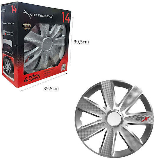 Versaco Set Capace roți auto 4 buc 14" Argintii Wheel Covers