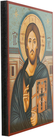 Christ of Sinai Aged Gold-Stamped Icon Wood 13 X 19 Cm 5.1 X 7.5 In