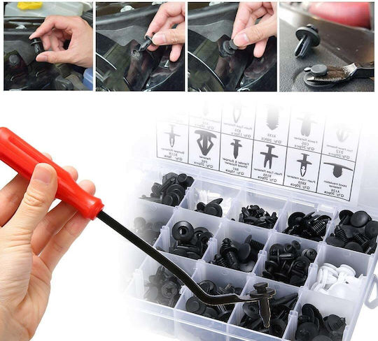 Set 445 Bucăți Cleme de Fixare Protecție Clipsuri Interioare Auto Clește