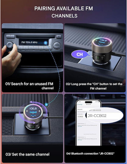 Joyroom Transmițător FM pentru mașină cu Bluetooth / Type-C