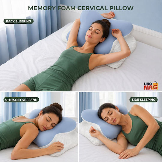 Pernă medicală cervicală din spumă de memorie 62x37x9cm Alb