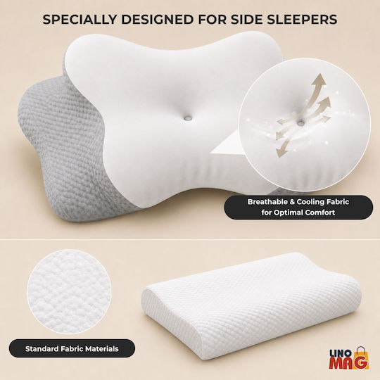 Pernă medicală pentru gât Memory Foam 62x37x9cm Gri