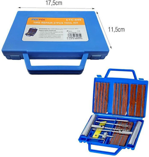 Pervoi Комплект за ремонт на гуми 27 части Пластмасова кутия Ctc-699 Tire Repair 27pcs