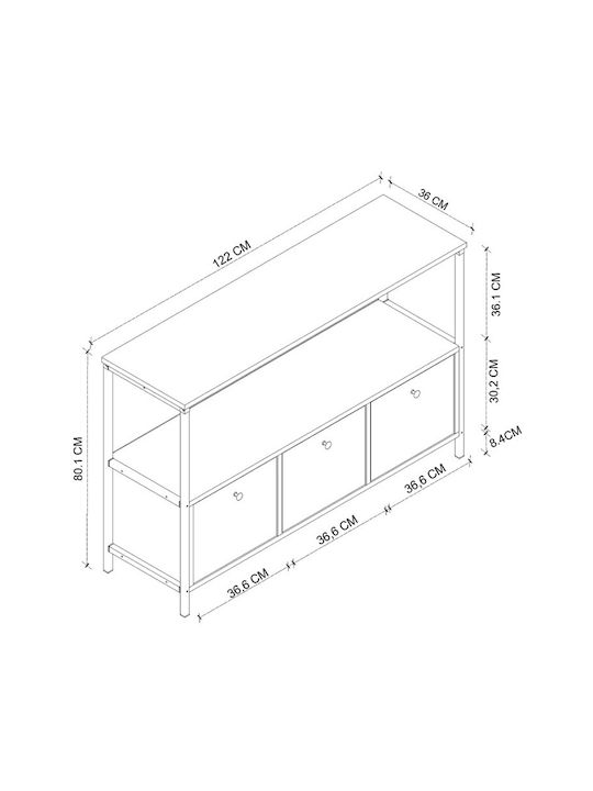Bufet Mars din Lemn și Metal Nuc Afumat 122x36x80.1cm