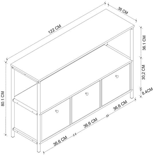 Buffet Mars from Wood & Metal Smoked Walnut 122x36x80.1cm