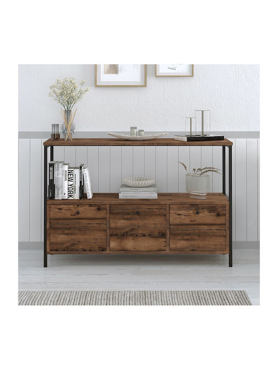 Bufet Mars din Lemn și Metal Nuc Afumat 122x36x80.1cm