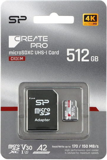 Silicon Power SDXC 512GB U3 V30 A2 UHS-I 170MB/s SP512GBSTXLA2V1CSP