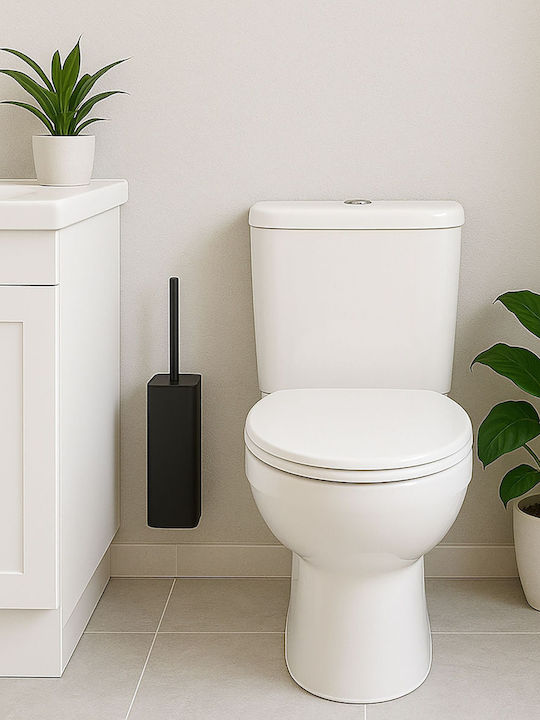 Relaxdays Ceramic Toilet Brush Black