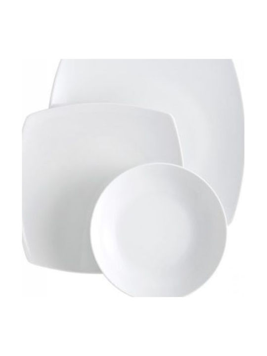 Porcelain Dinnerware Set 72 Pieces Square "Cancun White"