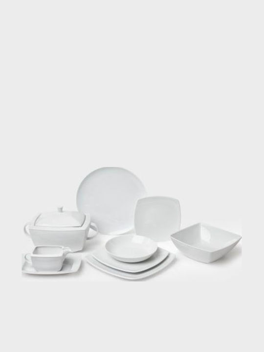Porcelain Dinnerware Set 72 Pieces Square "Cancun White"