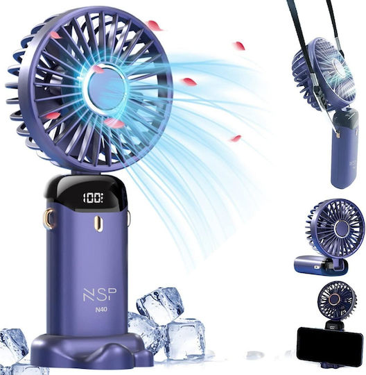 NSP Ventilator de Mână USB cu Apă Pliabil și Baterie Externă Albastru