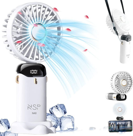NSP Ventilator de Mână USB cu Apă Pliabil și Baterie Externă Alb