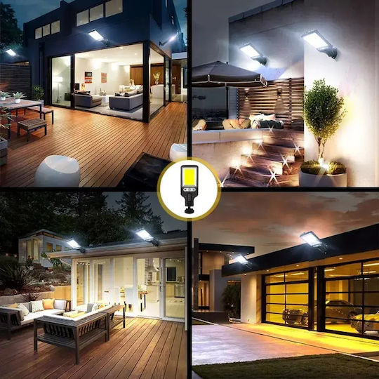LED Set of 2 Wall Mounted Solar Lights Cold White 6500K with Motion Sensor, Photocell and Remote Control IP65