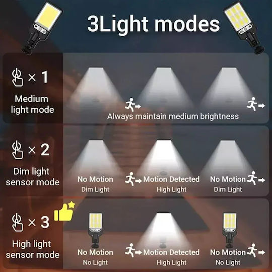 Led Set of 8 Wall Mounted Solar Lights Cold White 6500K with Motion Sensor, Photocell and Remote Control IP65
