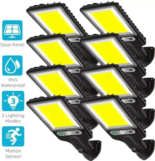 Led Set of 8 Wall Mounted Solar Lights Cold White 6500K with Motion Sensor, Photocell and Remote Control IP65