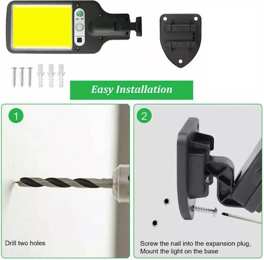 LED Set of 4 Wall Mounted Solar Lights Cold White 6500K with Motion Sensor, Photocell and Remote Control IP65