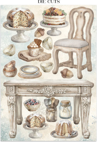 Junk Journal Focus Point Изрязвания Фонове Бяла Коледа
