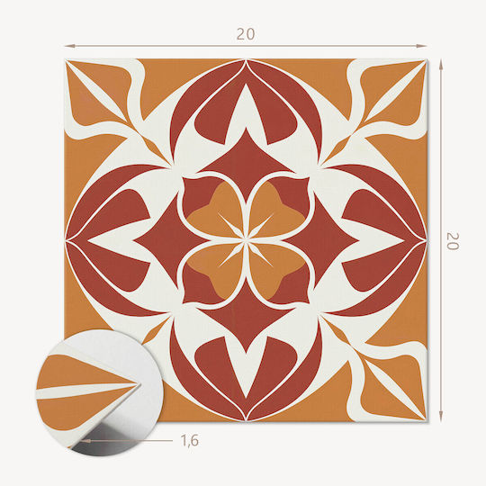 Symmetrical Floral Pattern Vinyl Floor Sticker 20x20x20 Cm