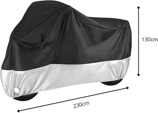 Waterproof Motorcycle Cover 230x130cm Uv Protection Silver Size L