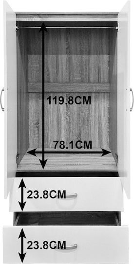 Alvia Doppeltür Kleiderschrank Weiß 80x51.5x180cm