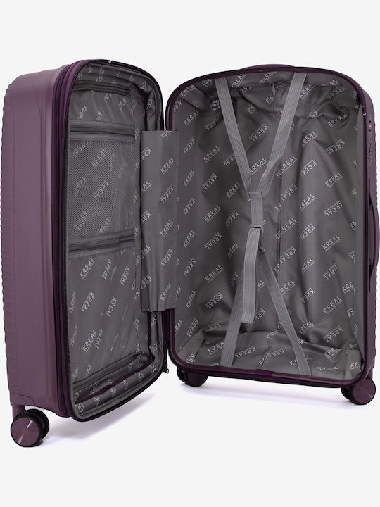 KREAL Среден Куфар за Пътуване Твърд Dark Purple Височина 65см.
