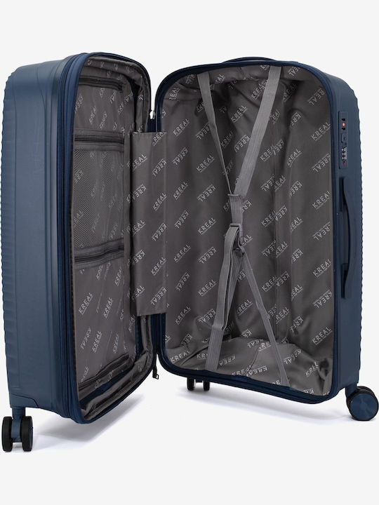 KREAL Μεσαία Βαλίτσα Ταξιδίου Σκληρή Dark Blue Ύψους 65εκ.
