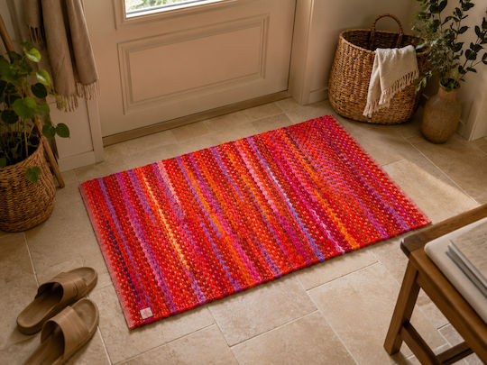 Ioli Handgefertigt Baumwollteppich 60x94cm Rote Farbtöne