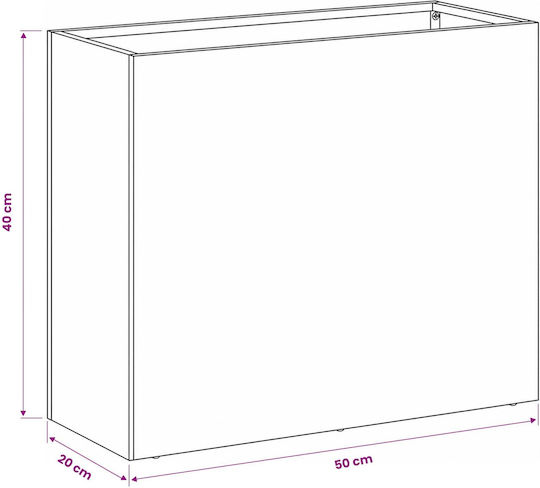 vidaXL Metallic Silver Flower Pot 50x20x40cm