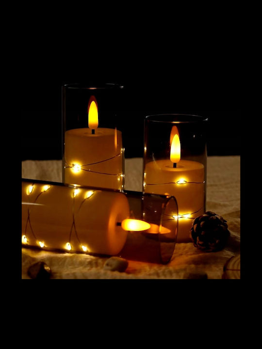 Christmas Plastic White Battery Candle 10cm