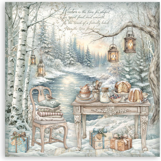 Hârtie Materiale Pentru Scrapbooking 22 Bucăți 30.5×30.5cm Stamperia White Christmas