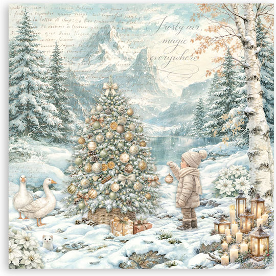 Hârtie Materiale Pentru Scrapbooking 22 Bucăți 30.5×30.5cm Stamperia White Christmas