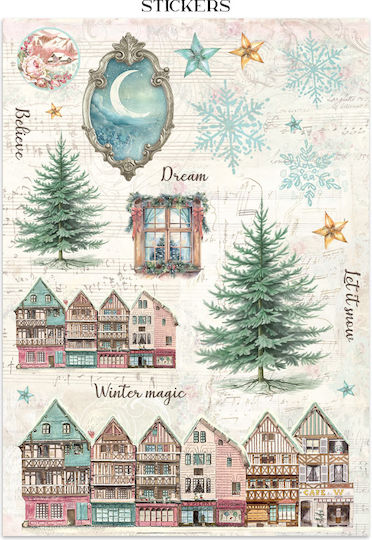Junk Journal Αυτοκόλλητα Cut-outs Backgrounds Winter Magic