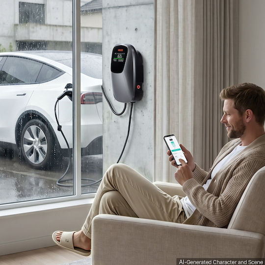 Vevor Επιτοίχιος Τριφασικός Φορτιστής 11kW με Ενσωματωμένο Καλώδιο 7.5m Type 2 (OZSXJLD11KWCFC12A001V8)