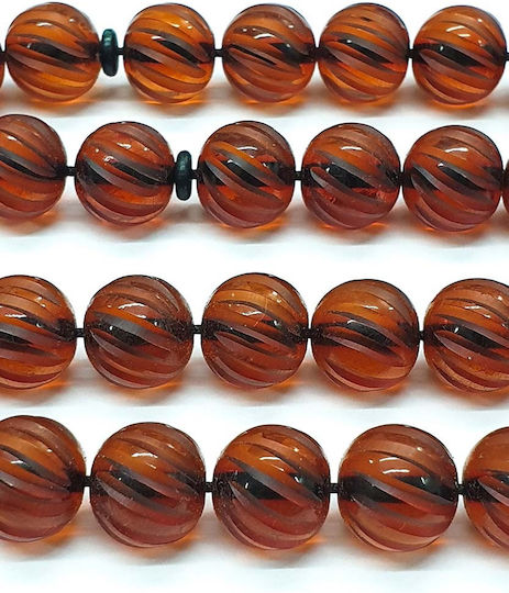Roloi Komboloi Graven Worry Beads with 33 Beads Made of Mastic Length 35cm Honey
